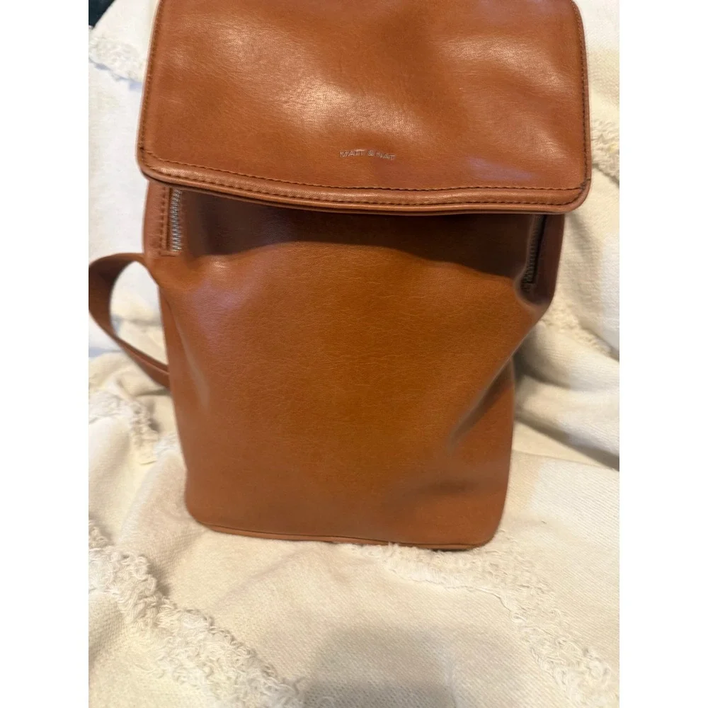 Matt & Nat Vegan Leather Backpack Tan Brown Minimalist